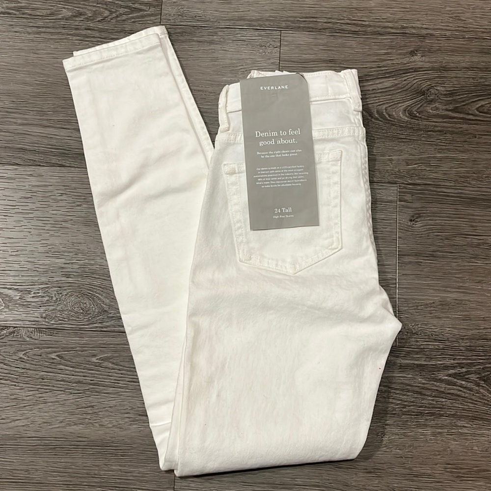 NWT Everlane High Rise Skinny 24 Tall White Denim